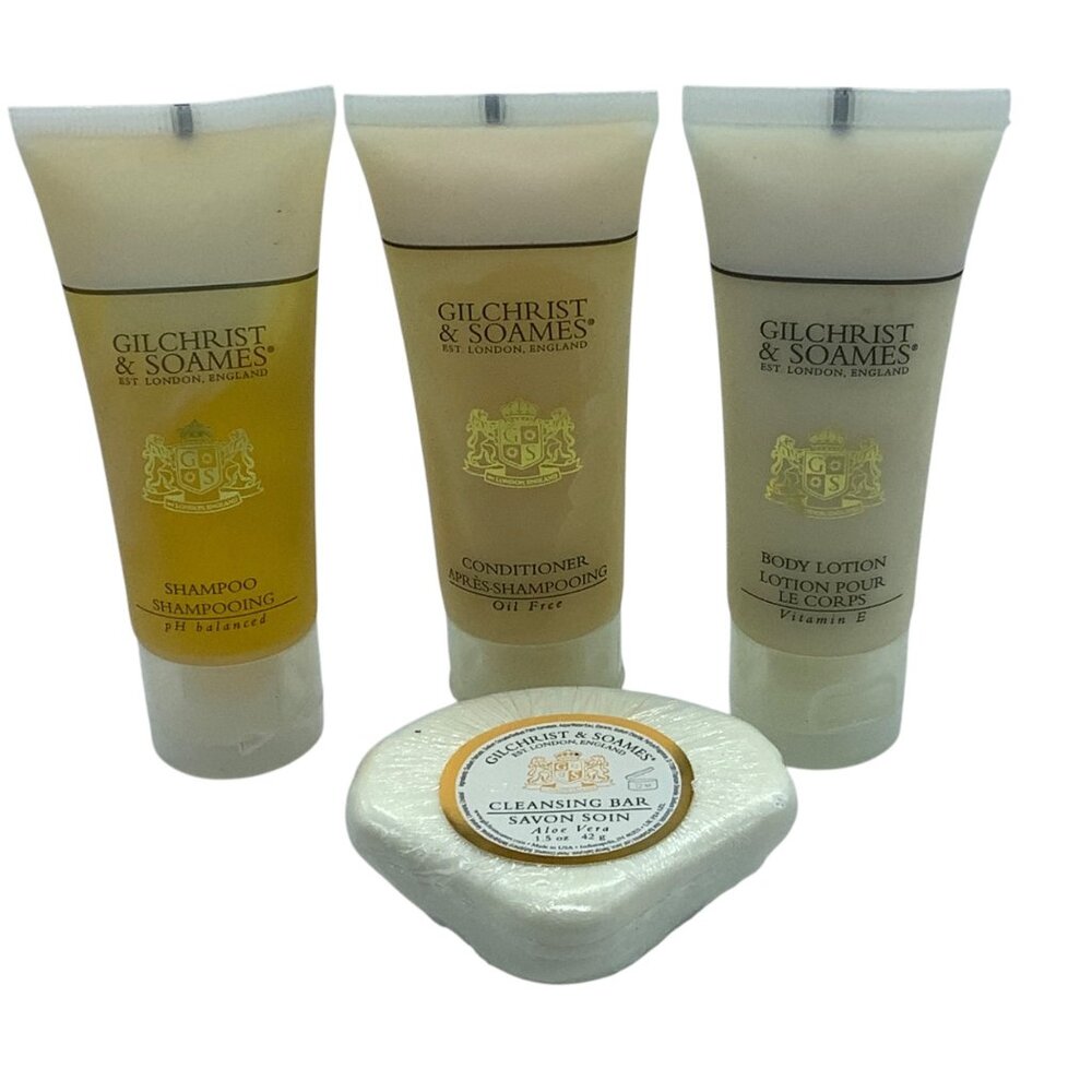 Gilchrist‎ & Soames Travel Toiletries Shampoo Conditioner Lotion Cleansing Bar